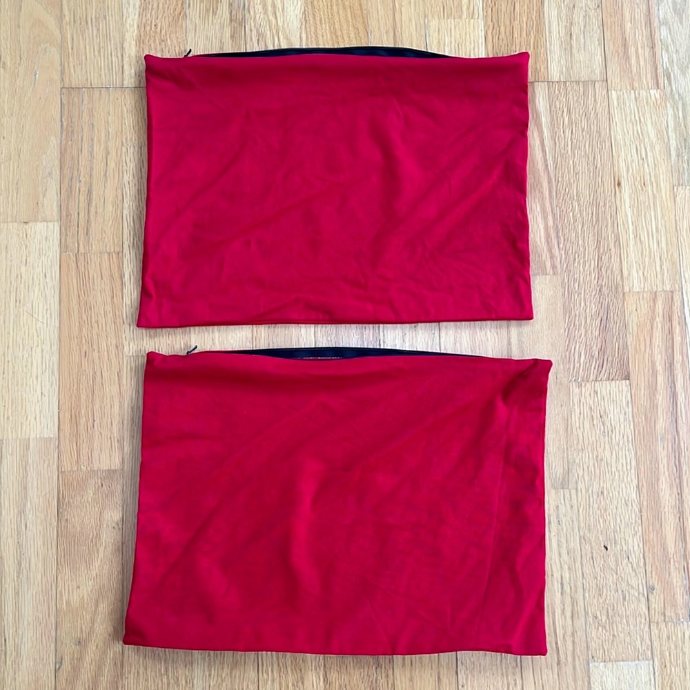 Handmade Linen Throw Pillow Covers Red 15” x 11” set of two